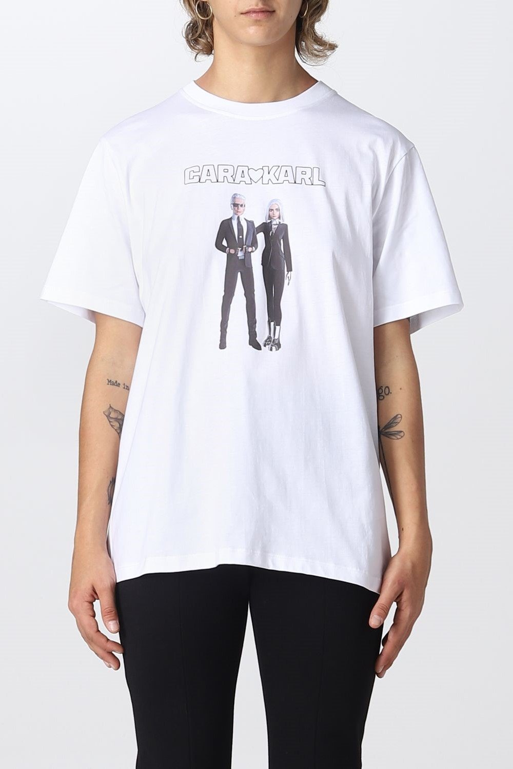 KARL LAGERFELD Cara x Karl Graphic majica – bela