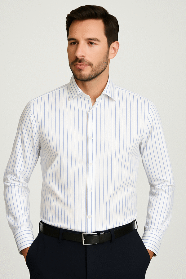 Košulja – BRIVA – Bela sa svetlo plavim prugama