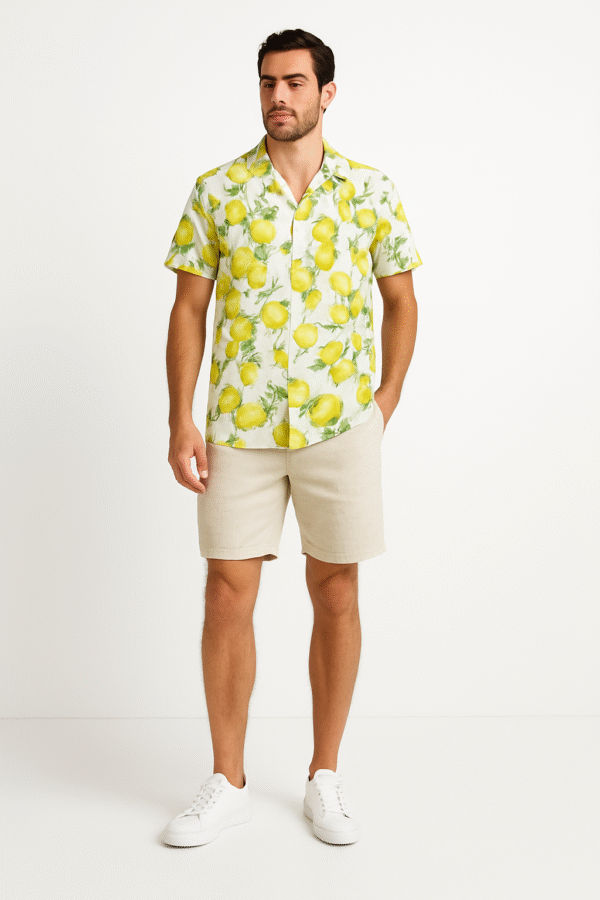 Košulja - MM Studio svetlo bela sa žutim limun printom