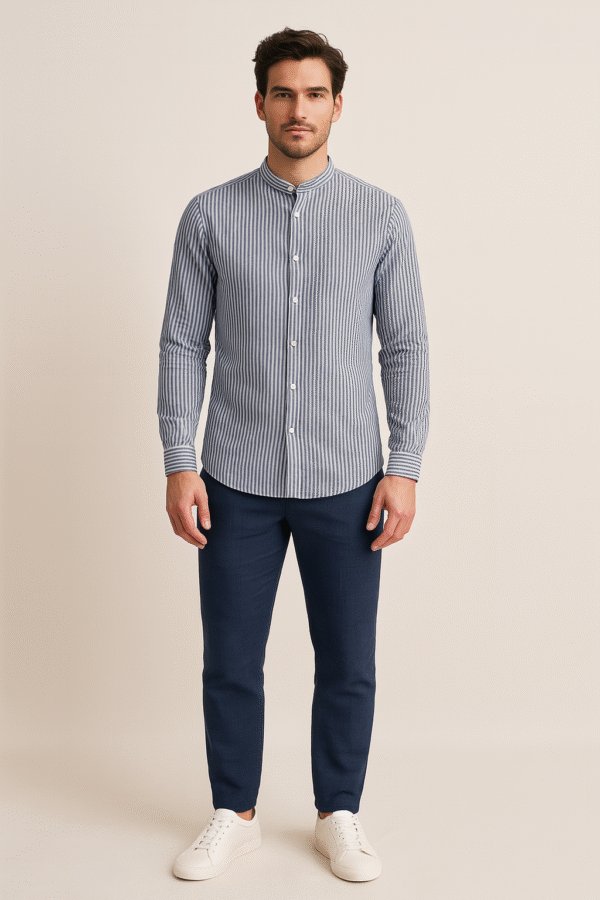 1461_front_model_pur košulja - Puro Lino prugasta