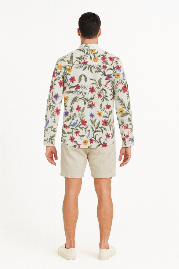 Košulja - Puro Lino bela sa cvetnim printom