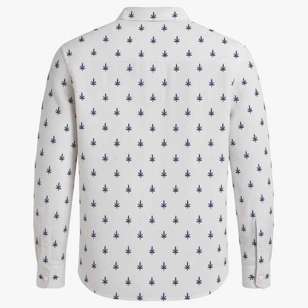 Košulja - Puro Lino bela sa sitnim plavim palmama