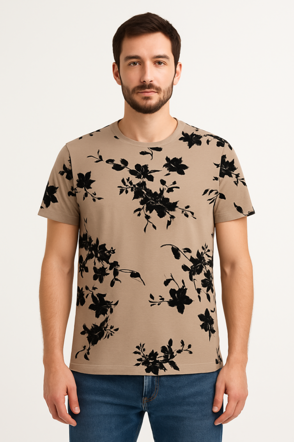 1474_front_model_mms Majica – Floral Bež
