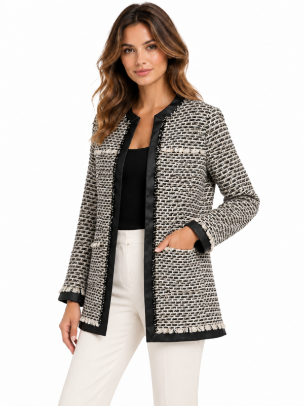 199 (4) Kaput – Liu Jo Black & White Tweed Coat
