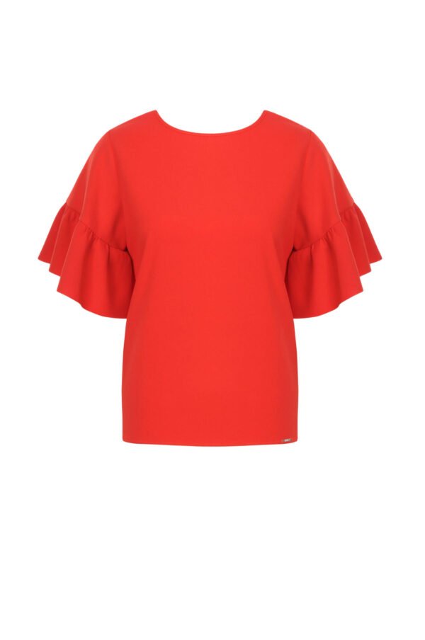 206_LIU JO_XS,L_6900 (4830-30%) (1) Bluza – Liu Jo Red Ruffle Sleeve Blouse