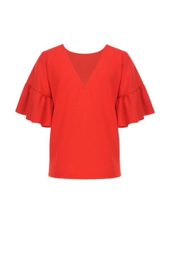 Bluza – Liu Jo Red Ruffle Sleeve Blouse