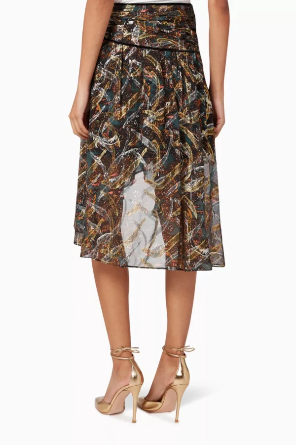 Suknja – PINKO – Asimetrična plisirana suknja sa metalik printom