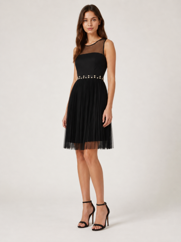 Haljina – Liu Jo Black Mesh & Pleated Midi