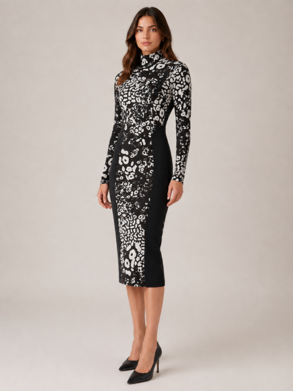 Haljina – Patrizia Pepe Black/White Pattern Midi Dress
