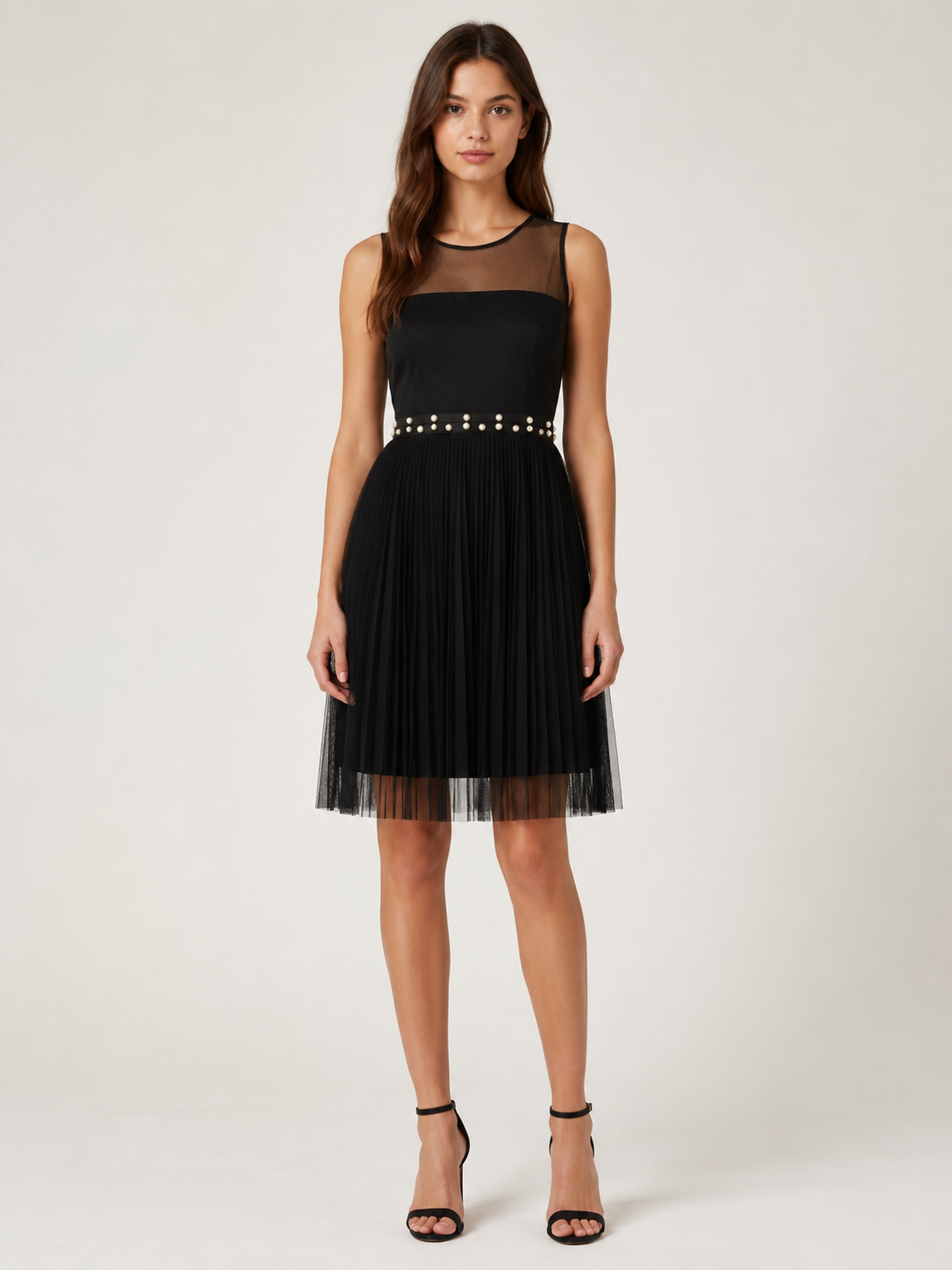 Haljina – Liu Jo Black Mesh & Pleated Midi