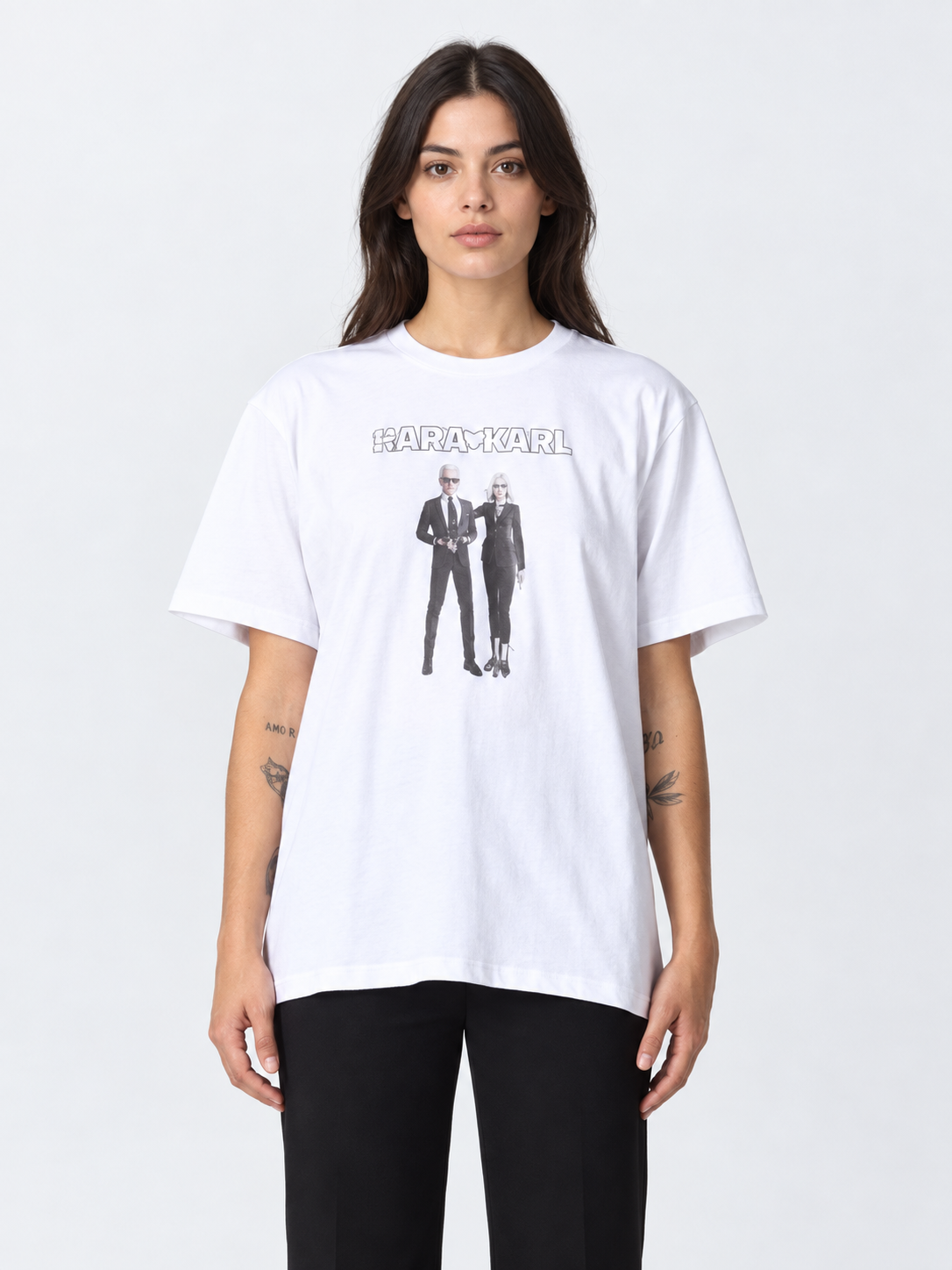 KARL LAGERFELD Cara x Karl Graphic majica – bela