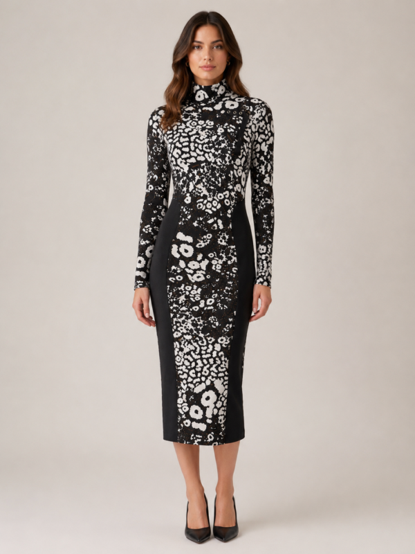 Haljina – Patrizia Pepe Black/White Pattern Midi Dress