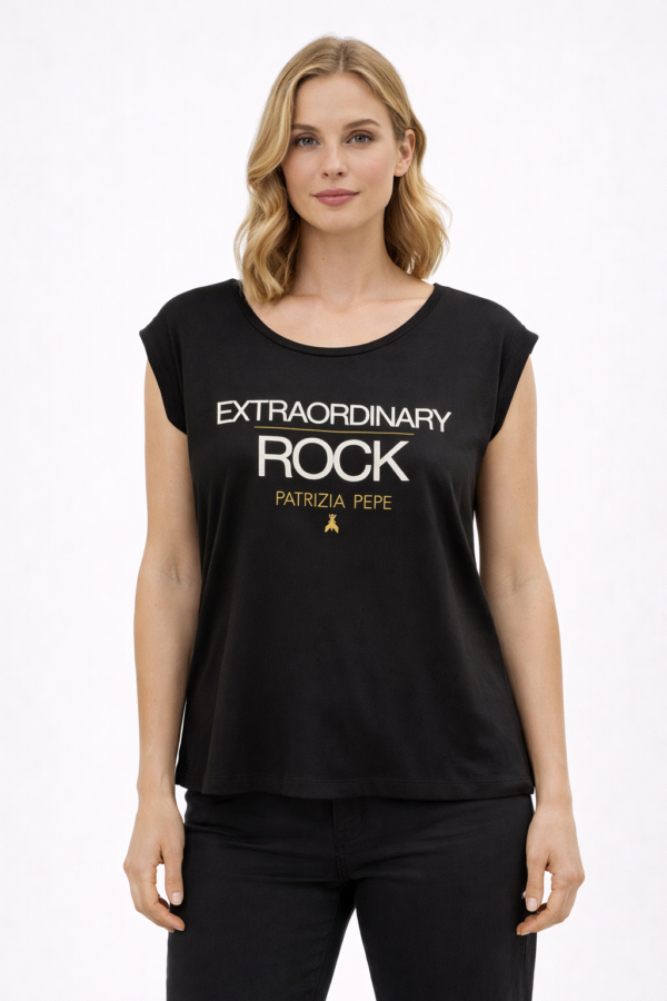 Majica - Patrizia Pepe - Crna Extraordinary Rock Print