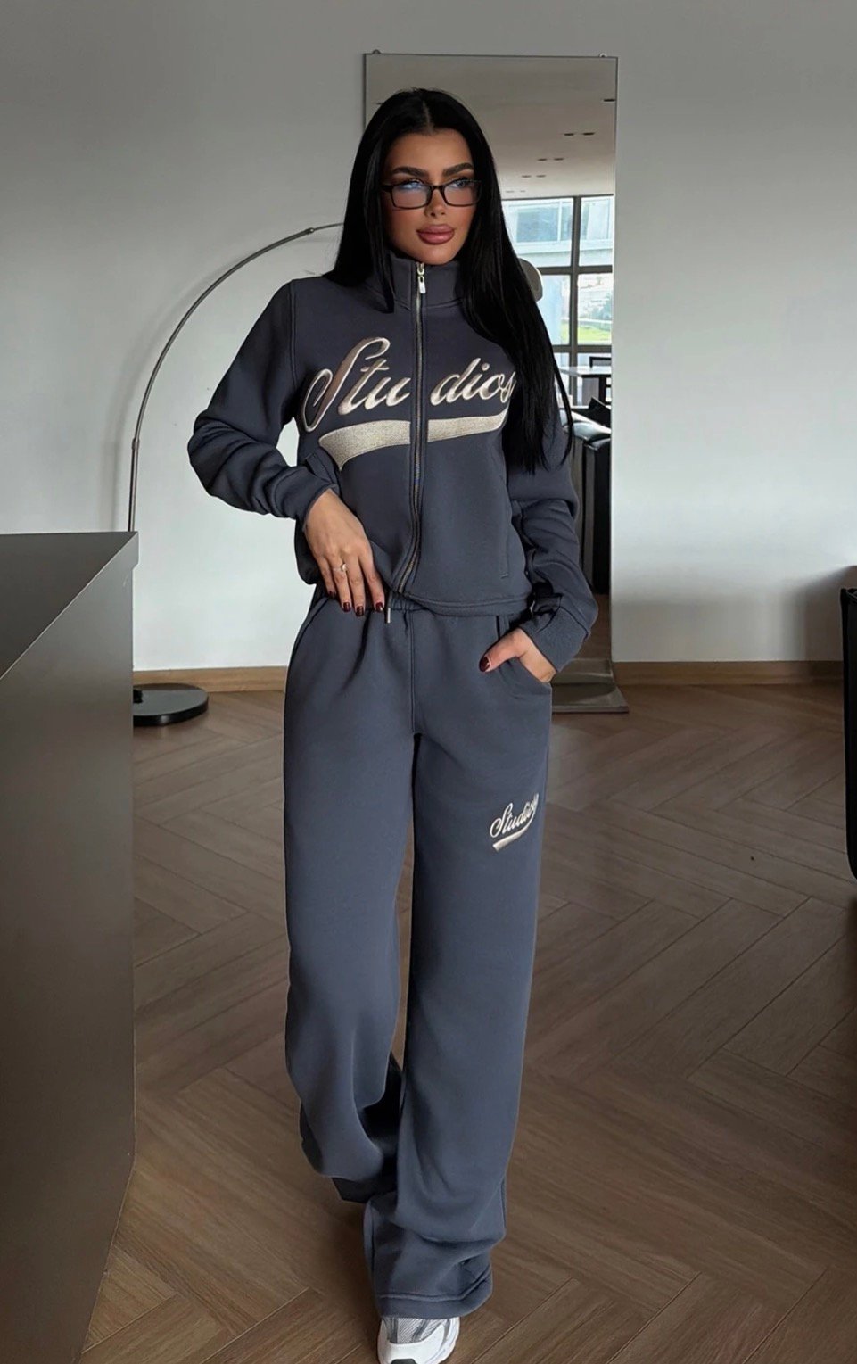 Komplet trenerka – EYYO – tamno sivi sa rajsferšlusom