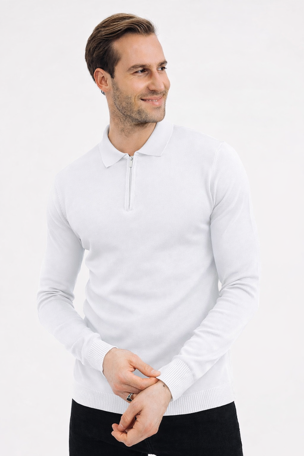 Džemper - Vipstendo - Beli sa Rajsferšlusom