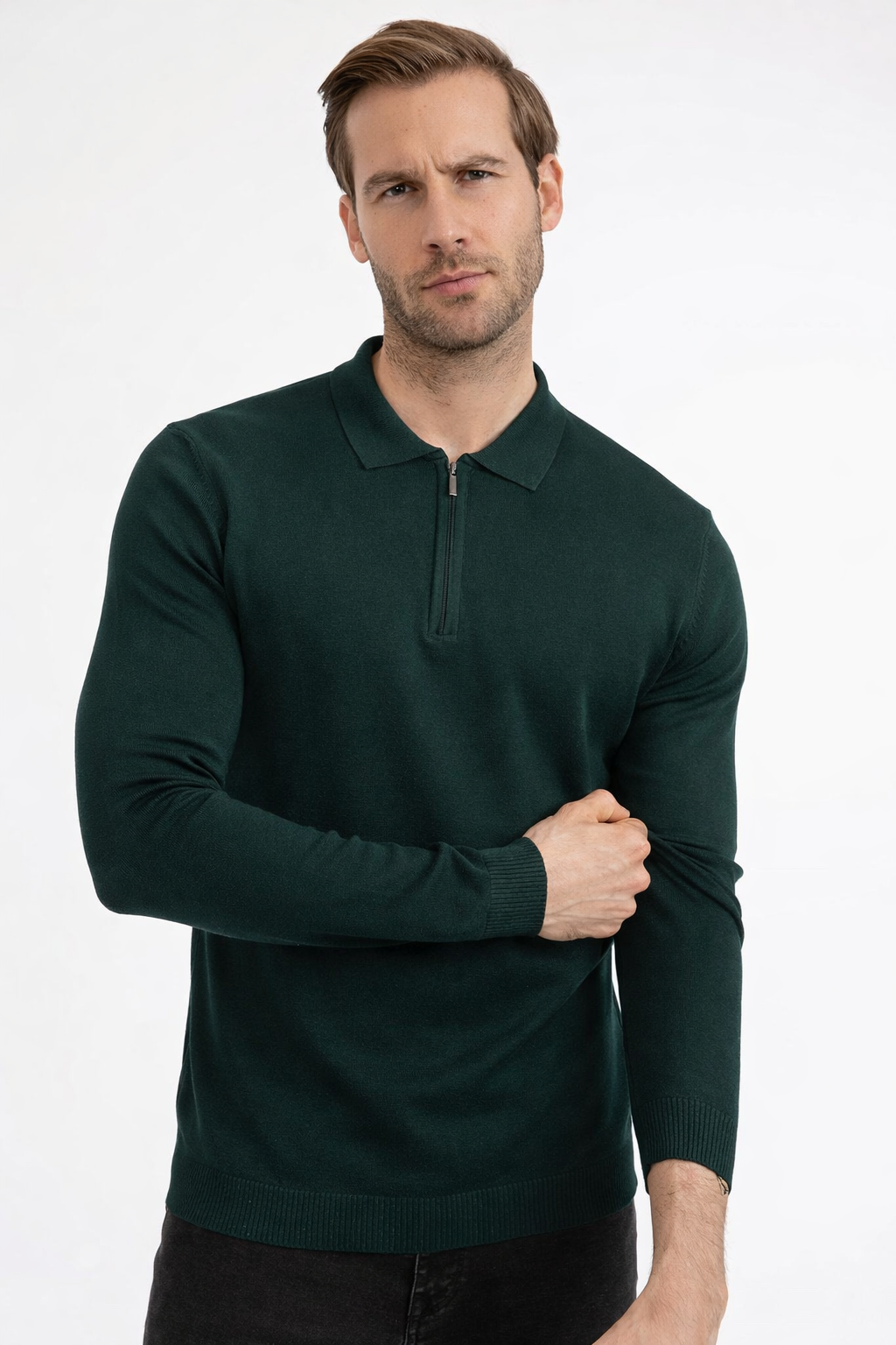 Džemper - Vipstendo - Tamno zeleni sa Rajsferšlusom