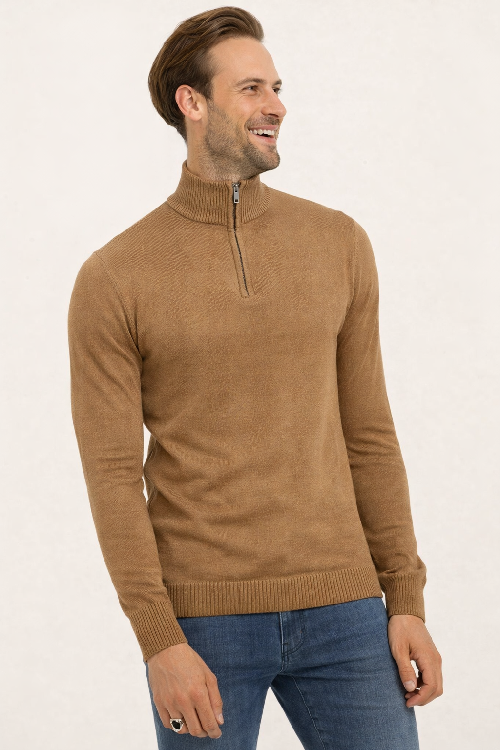 Džemper - Vipstendo - Svetlo braon sa Rajsferšlusom