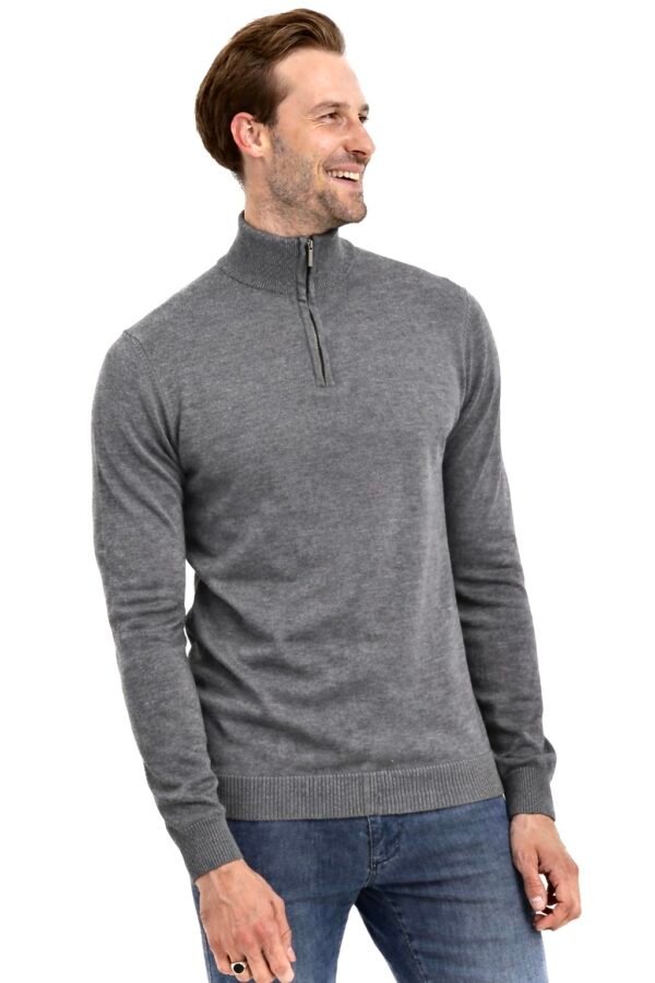 1576-2_vipstendo_2590_M,L,XL,XXL_uviskoza%poliamid Džemper – Vip Stendo – siva sa zip kragnom