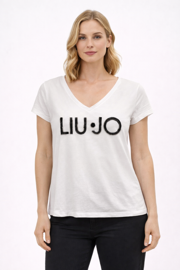 220_liujo_5900(4130)_S,L-93%pamuk,7%elastin (2) Majica - Liu Jo - Bela Logo Strass