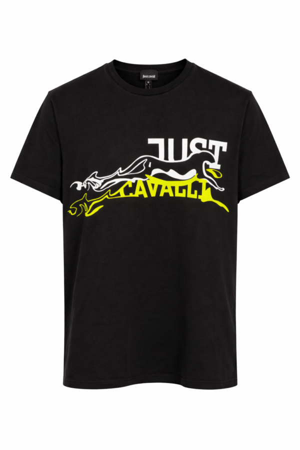 Majica – Just Cavalli – Crna sa žuto-belim logotipom
