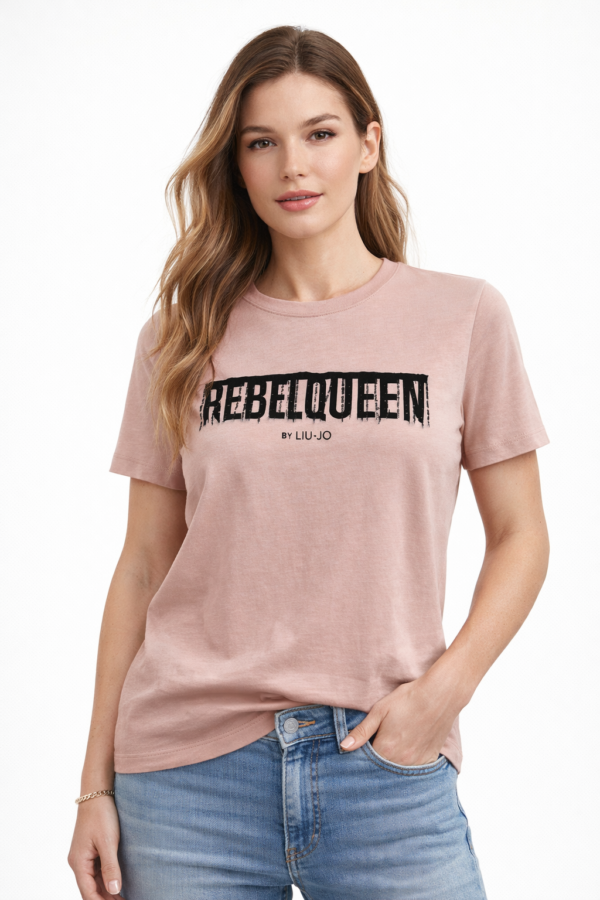219_liujo_4130_L 100%pamuk (2) Majica – Liu Jo – Svetlo roze sa Rebel Queen printom