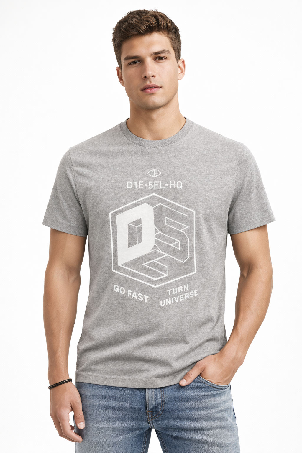 Majica – Diesel – Svetlo siva sa geometrijskim printom