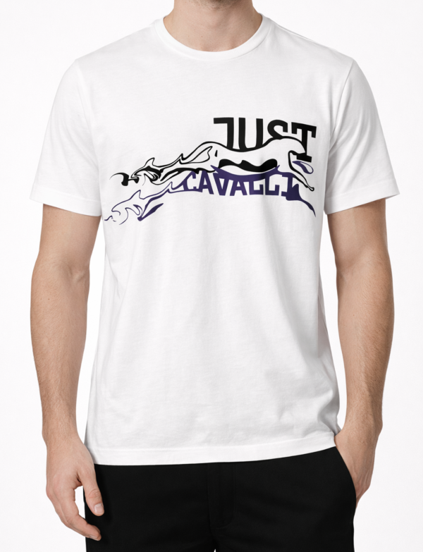 Majica – Just Cavalli – Bela logo print