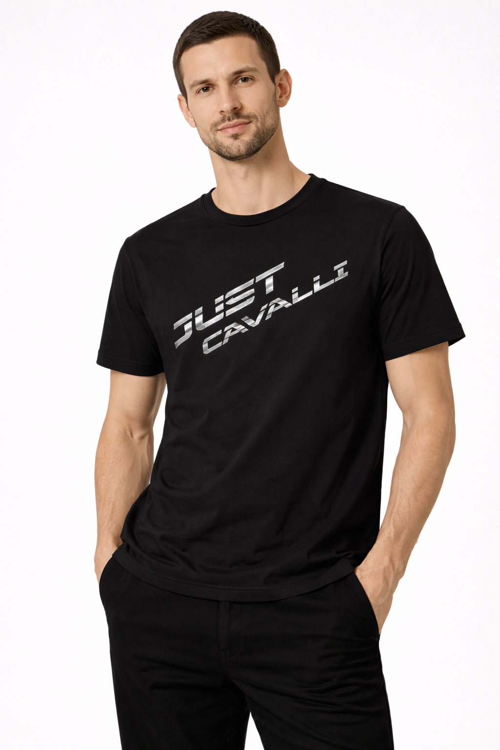 11_justcavalli_4900_Mx3,Lx4_100%pamuk (3) Majica – Just Cavalli – Crna logo print