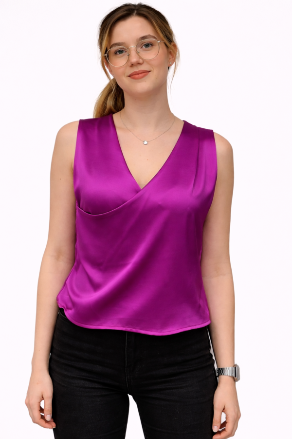 Ženska satenska bluza – ciklama