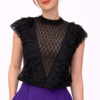 1605_1290_65%pamuk 35%poliester_L Ženska čipkana bluza – crna elegantna