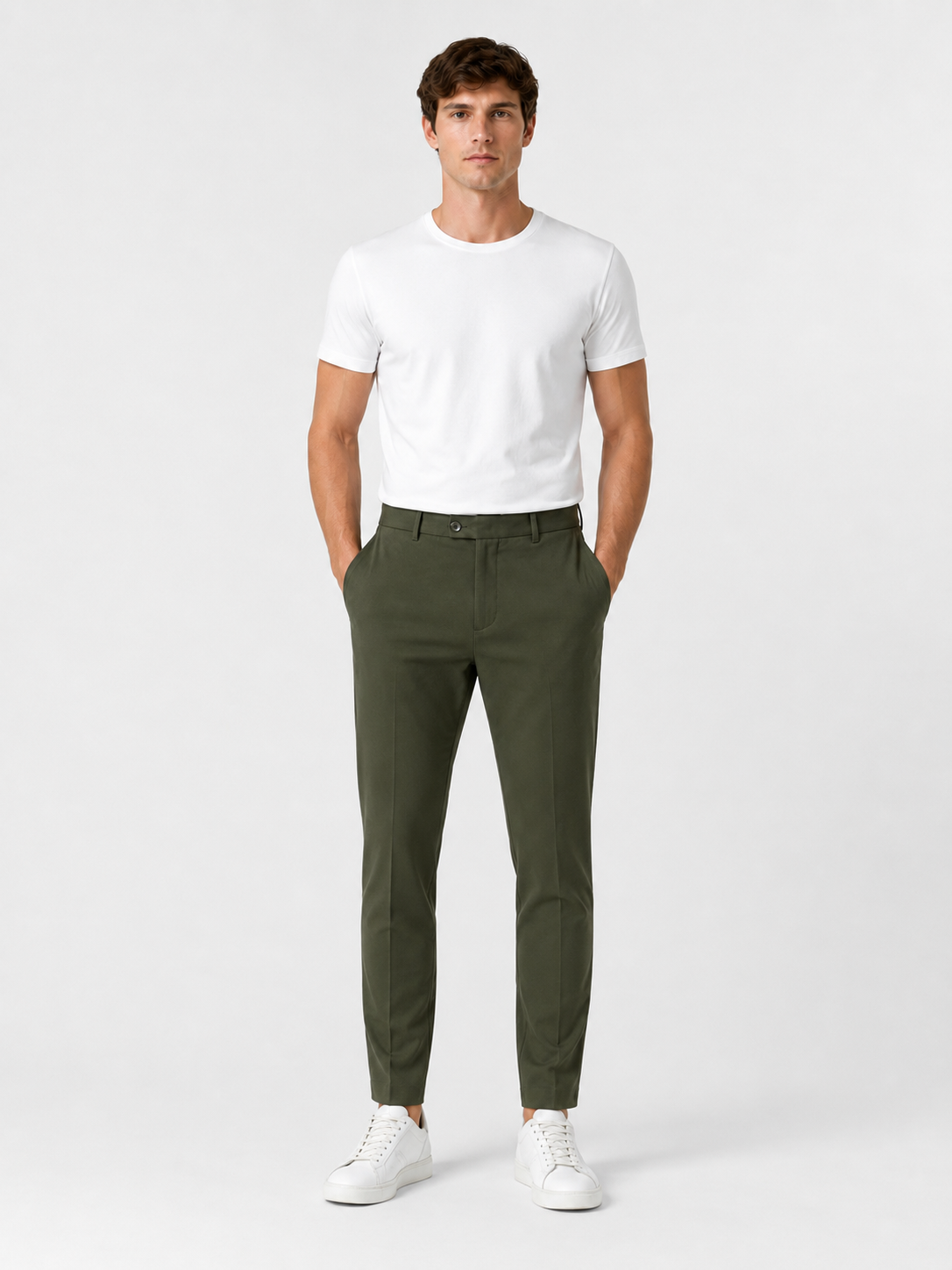 1346_lugat_2390_70poliester 27viskoza 3likra_30,31,33,34x2,36x2,38,40 Muške pantalone - Empo - Maslinasto zelene