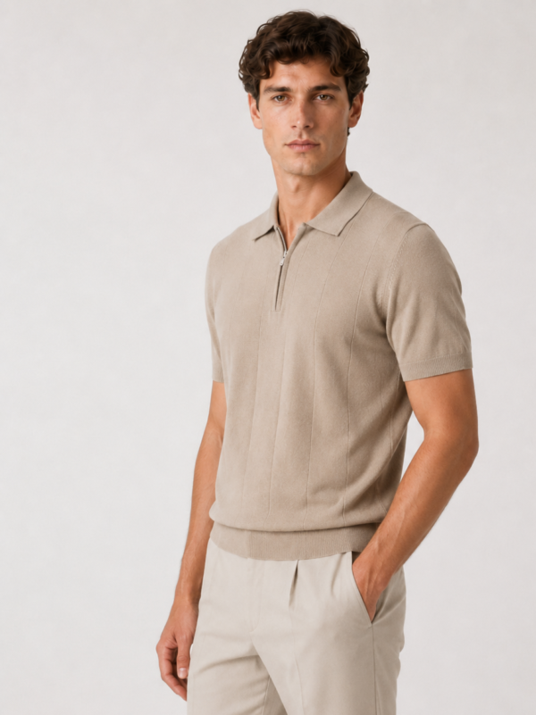1641_vipstendo_m,l,xl,xxl_3090_50%pamuk 25%viskoza 25% poliamid (4) Muška pletena polo majica – VIP Stendo – svetlobež