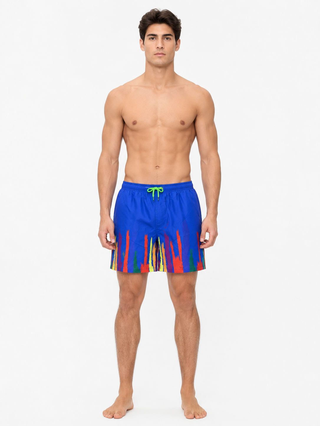 1700_1590_100poliester_ M,L,XL,2XL,3XL Muški kupaći šorts - plavi sa šarenim printom