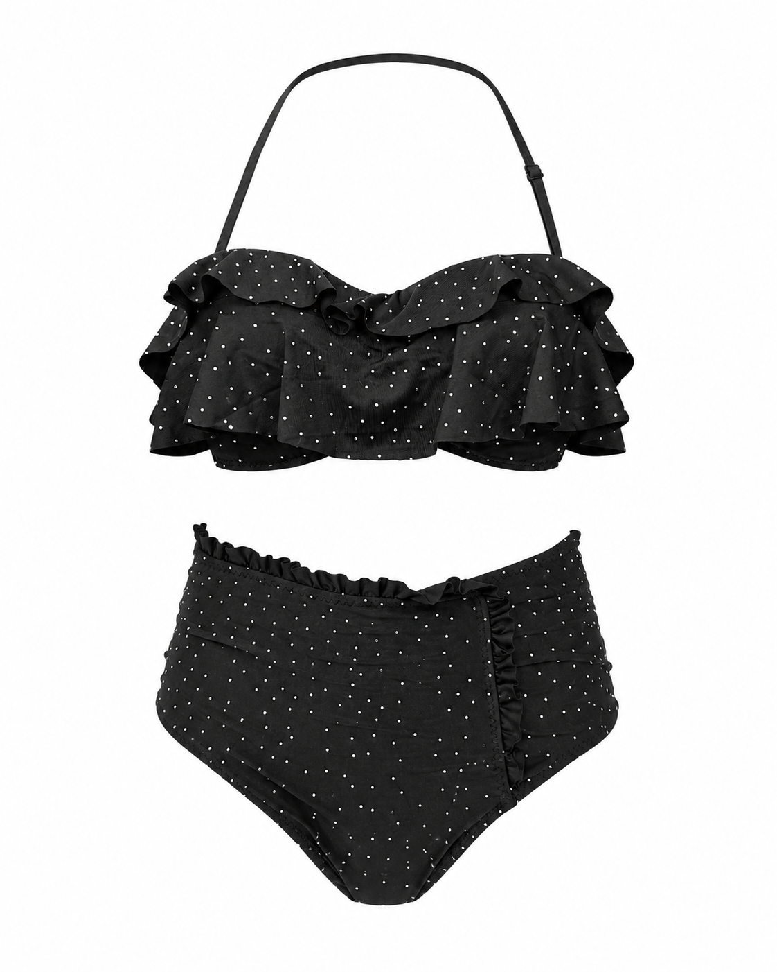 Ženski bikini kupaći kostim sa visokim strukom – crna