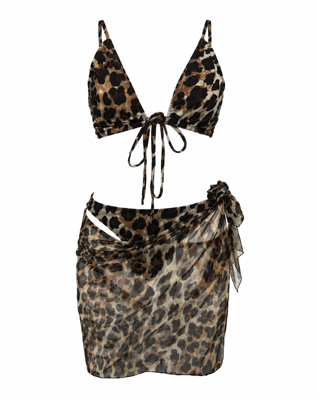 Ženski trodelni kupaći kostim sa maramom – animal print