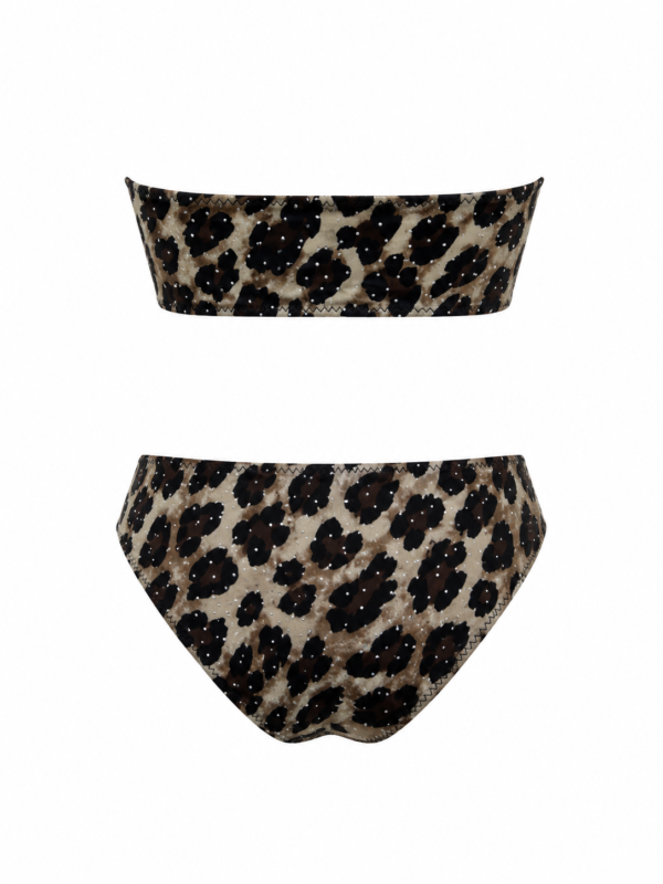 Ženski trodelni kupaći kostim sa maramom – animal print