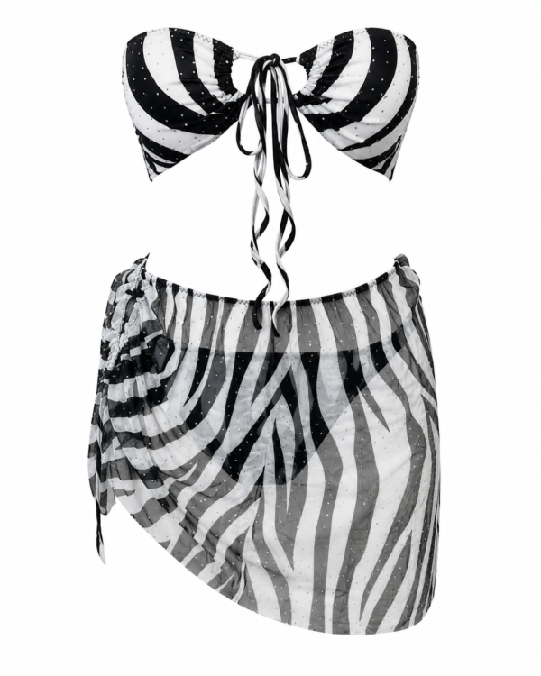 1743_2290_95% poliester 5% spandex_ 40x2,42x2,44x2,46x2 (4) Ženski trodelni kupaći kostim sa maramom – crno-beli animal print