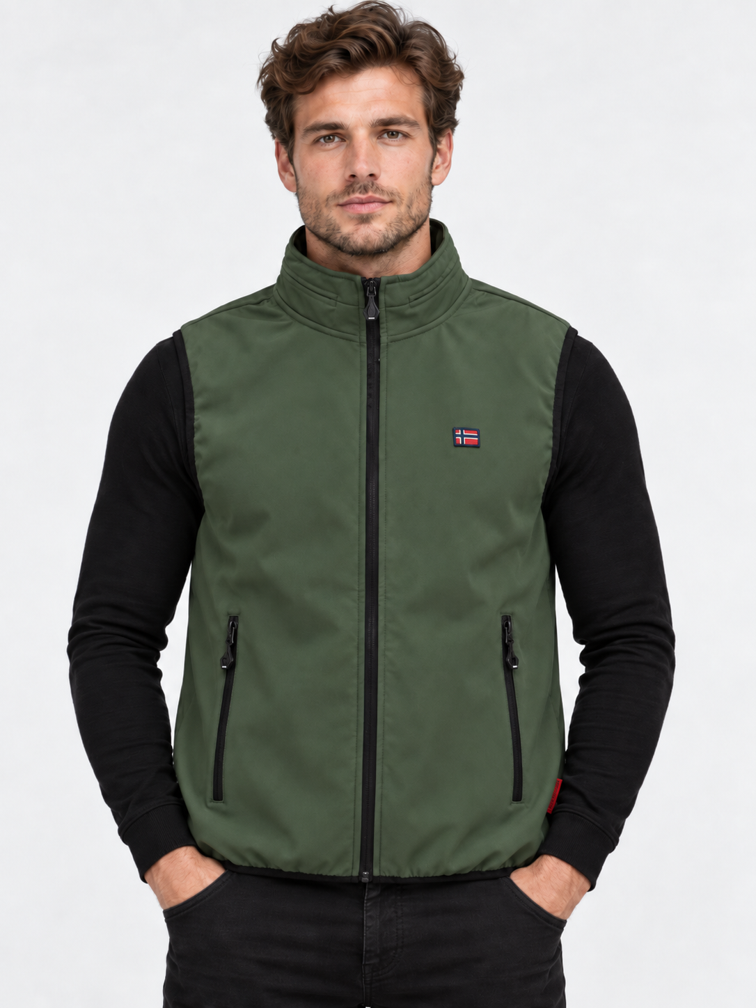 Muški softshell prsluk sa kapuljačom - Norway 1963 - maslinasto zeleni
